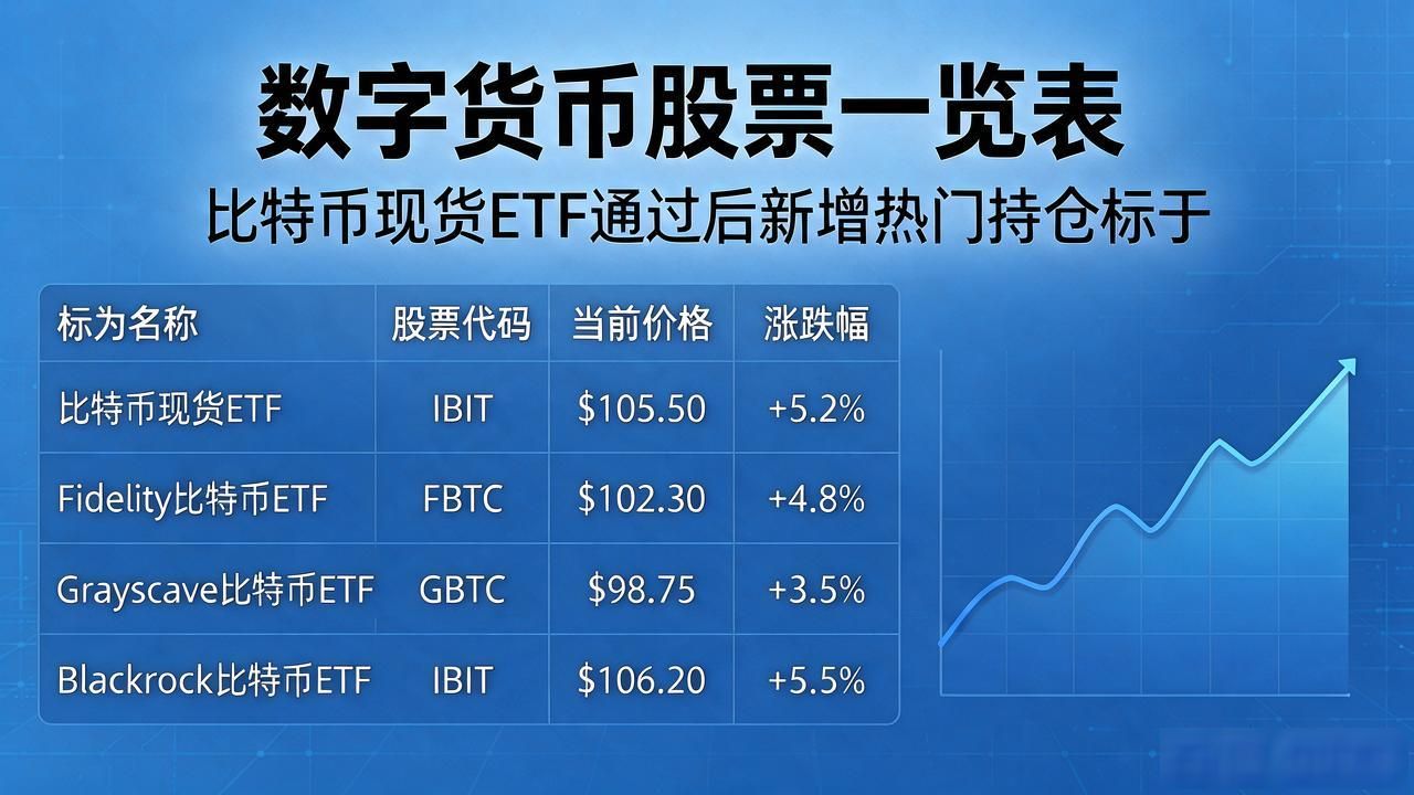数字货币股票一览表：比特币、交易所、ETF核心标的全在这
