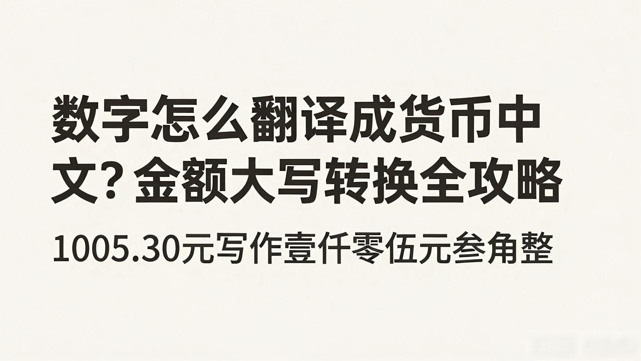 数字怎么翻译成货币中文？金额大写转换全攻略