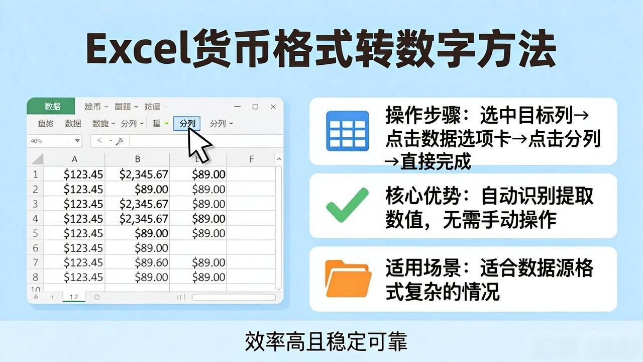 Excel货币格式怎么转数字？3种方法教你快速转换