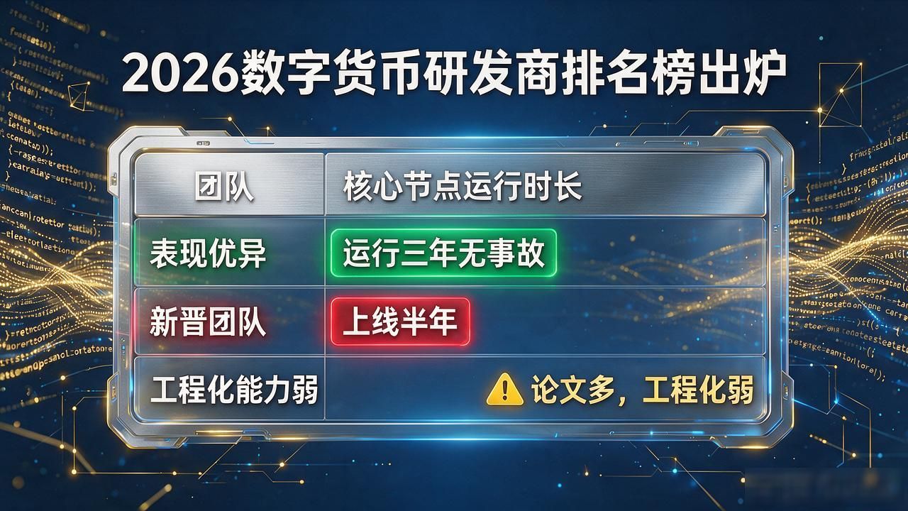 2026数字货币研发商排名榜出炉，技术实力差距很明显