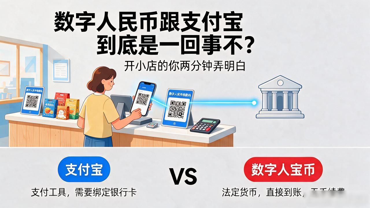 数字人民币跟支付宝到底是一回事不？开小店的你两分钟弄明白