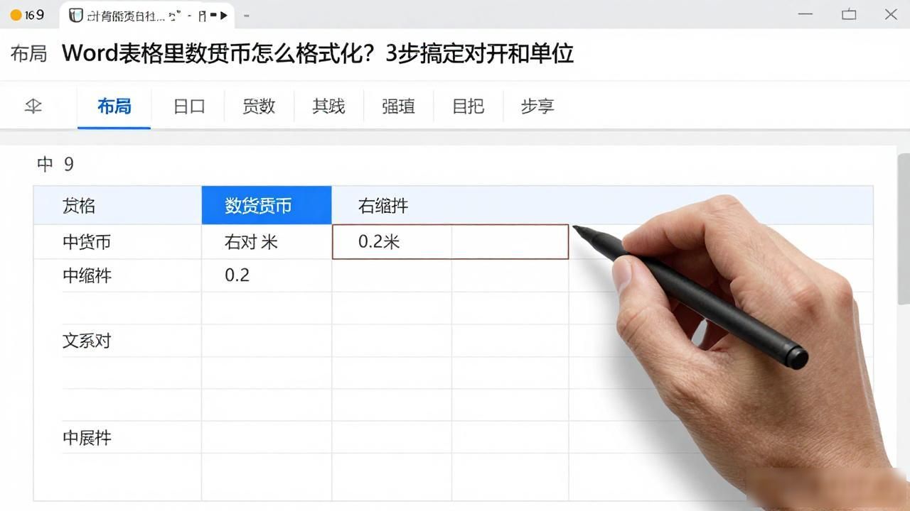Word表格里数字货币怎么格式化？3步搞定对齐和单位