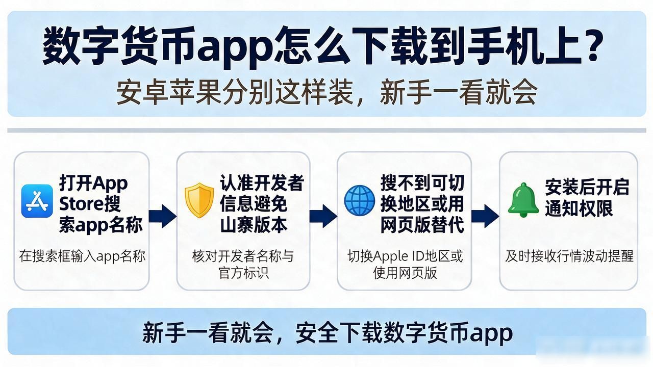 数字货币app怎么下截到手机上？安卓苹果分别这样装，新手一看就会