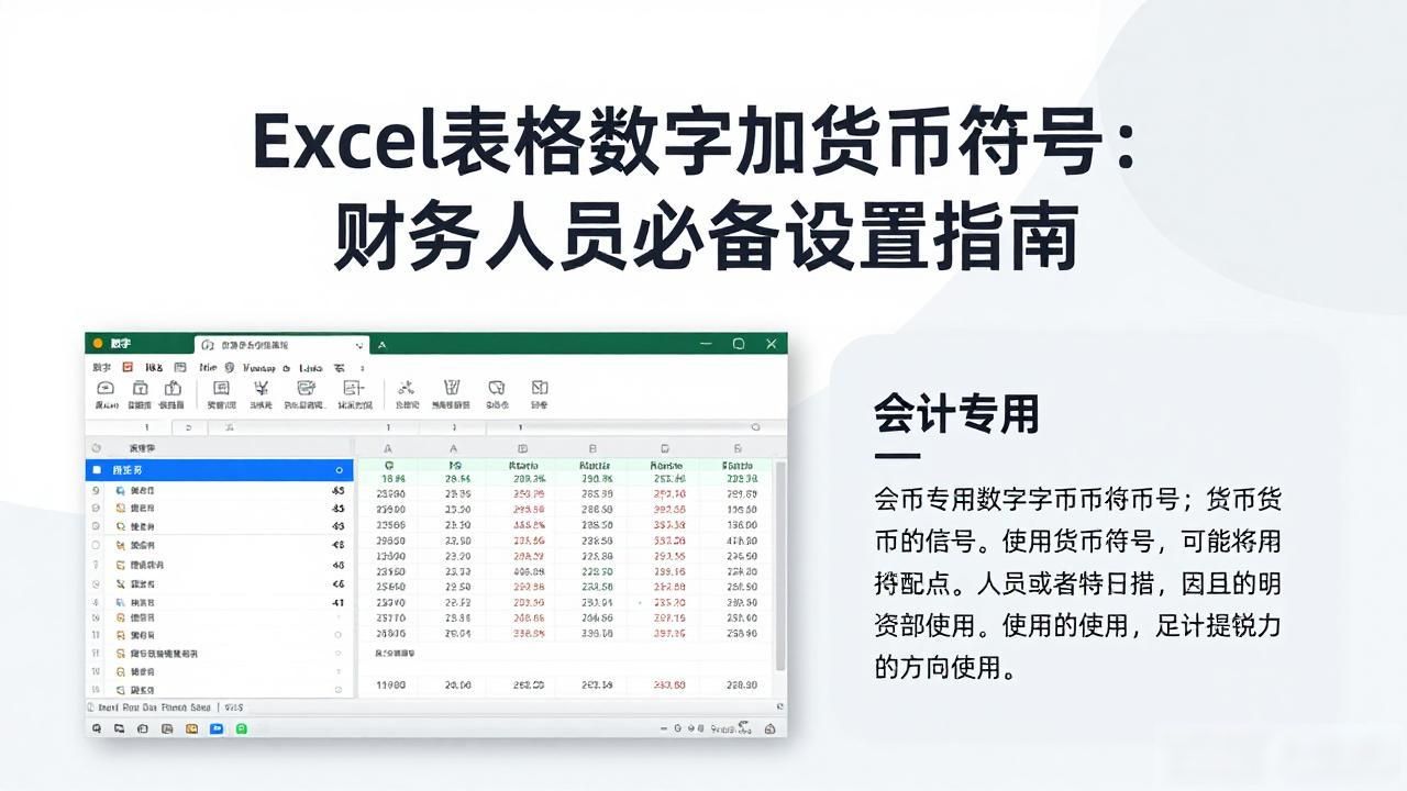 Excel表格数字加货币符号：财务人员必备设置指南