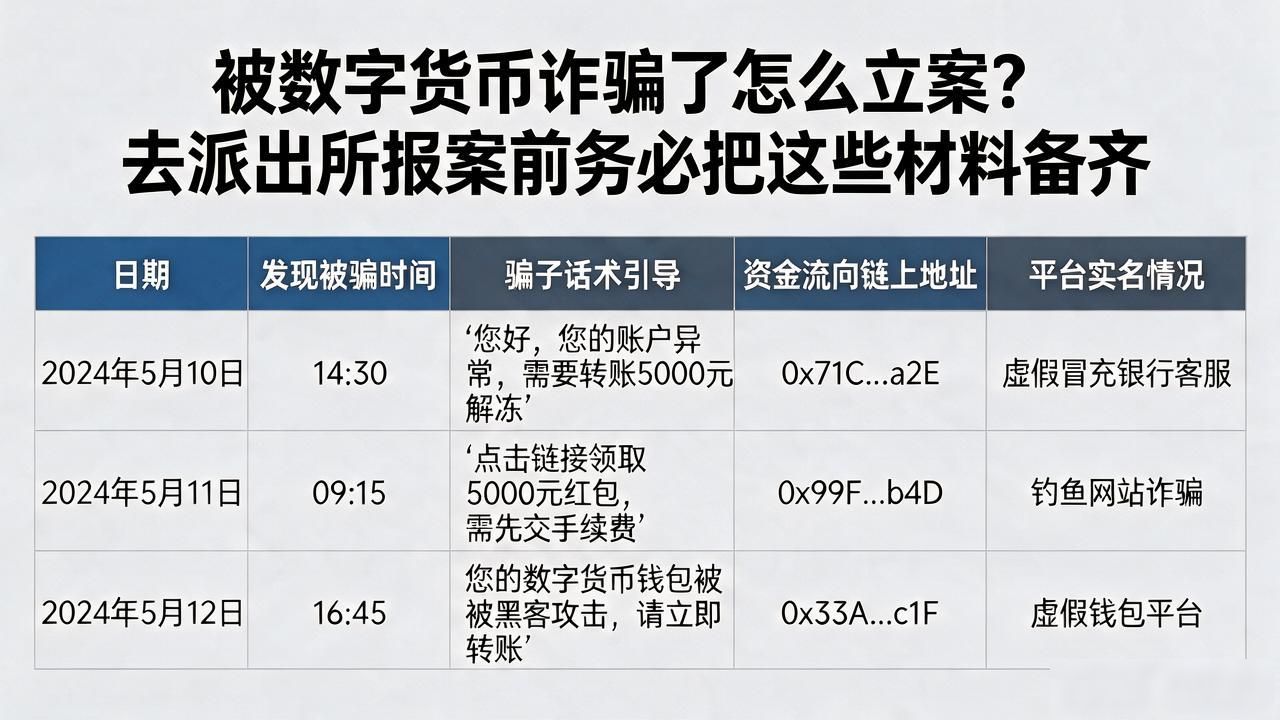 被数字货币诈骗了怎么立案？去派出所报案前务必把这些材料备齐