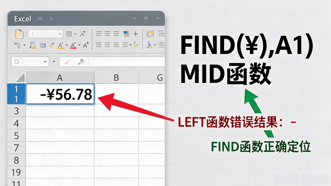 Excel带¥数字拆分到各列，SUBSTITUTE+LEFT公式搞定
