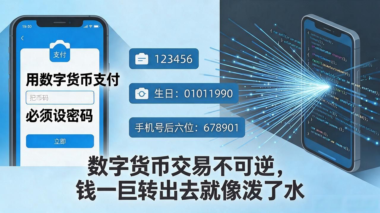 用数字货币支付必须设密码，不设的话一笔钱几秒钟就全被人转走