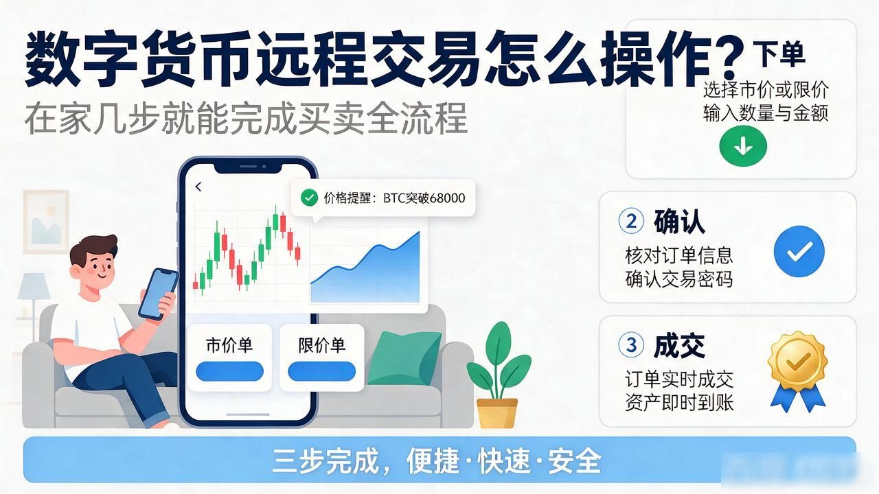 数字货币远程交易怎么操作？在家几步就能完成买卖全流程