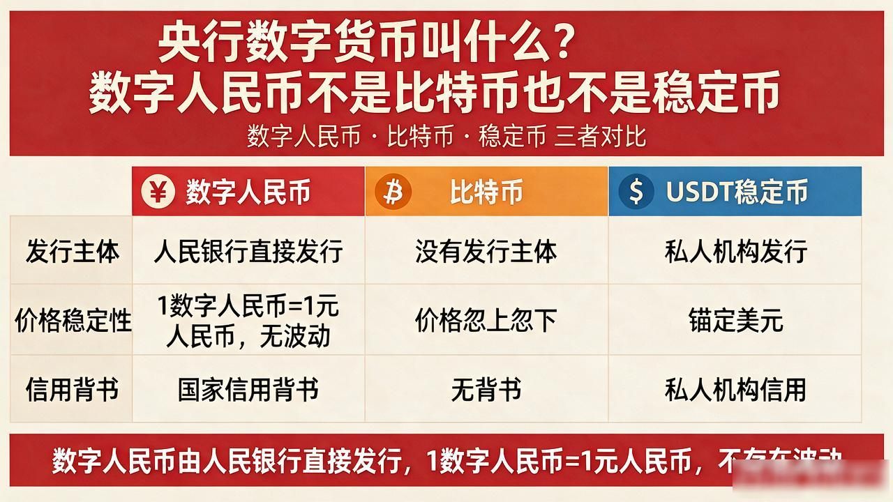 央行数字货币叫什么？数字人民币不是比特币也不是稳定币